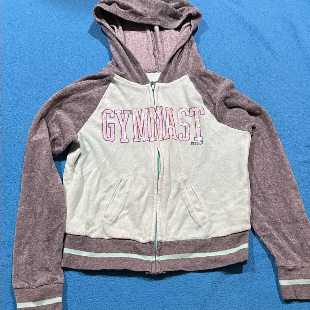 Justice Mint and Heather Mauve 'GYMNAST' Zip Hoodie